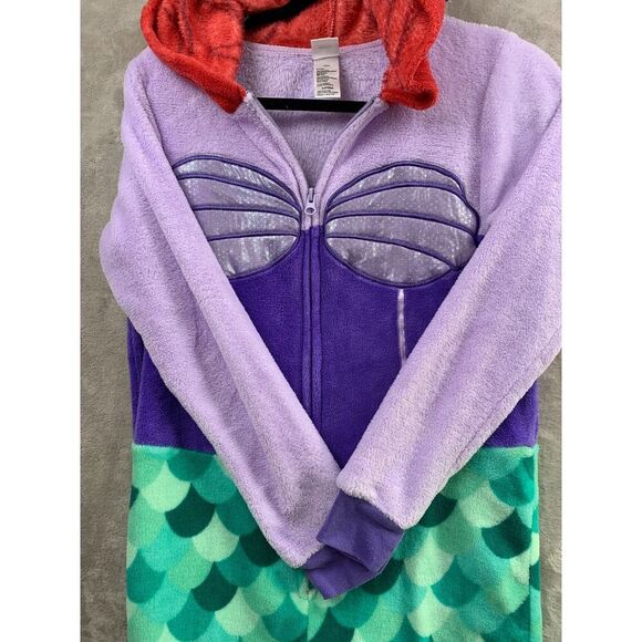 Disney Other - Disney Womens S Ariel Little Mermaid Purple Fleece Zip One Piece Costume Pajamas